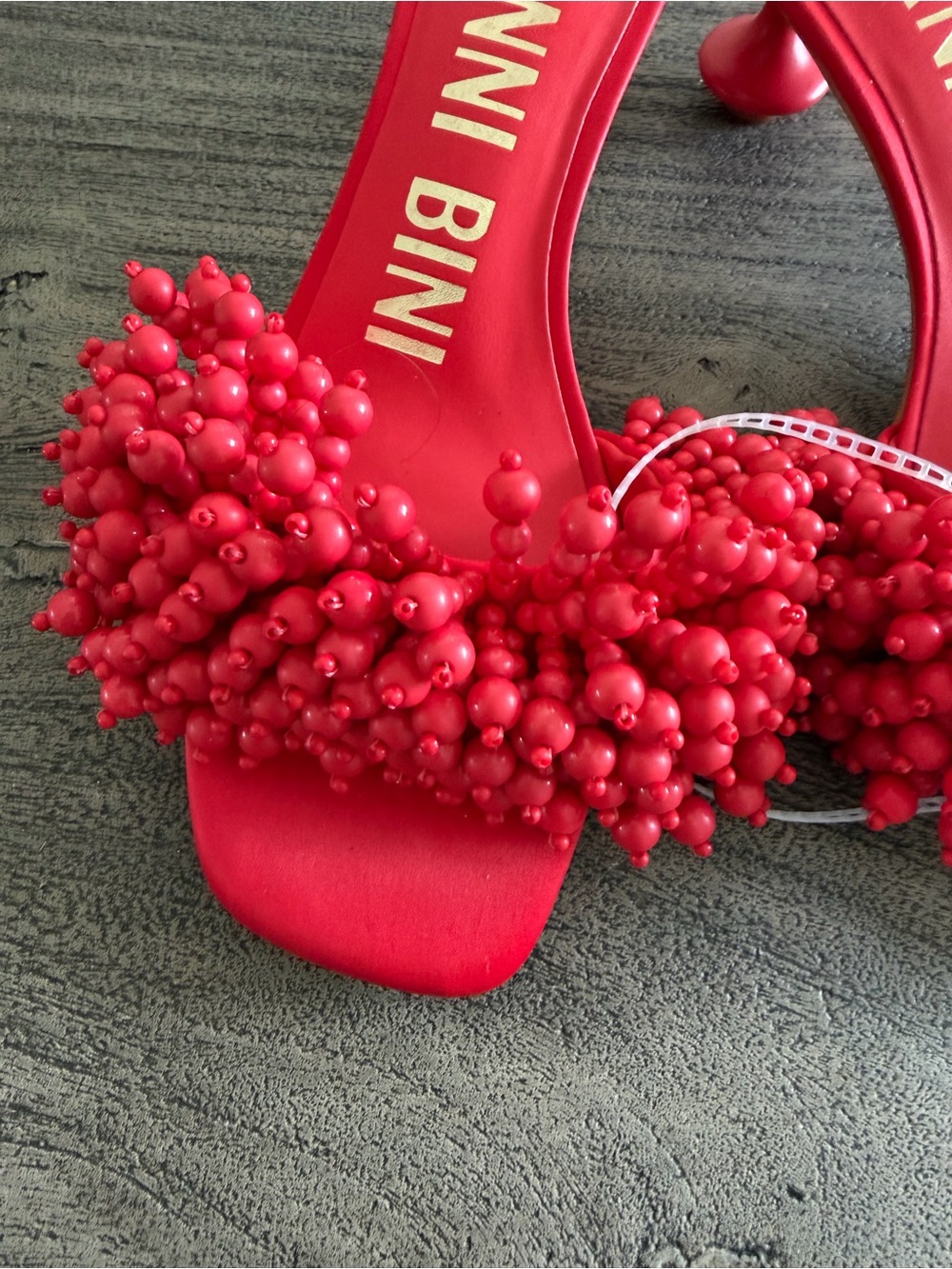 Gianni Bini Red Beaded Mules - Picture 2 of 5